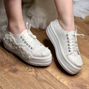 Dantel İşlemeli Converse Gelin Ayakkabısı
