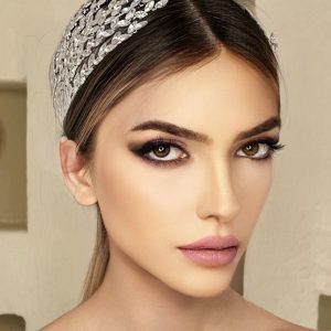 Çift Taraflı Kristal Taşlı Helen Gelin Tacı