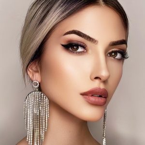 Kristal İşlemeli Büyük Gelin Küpesi