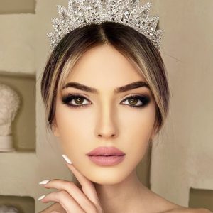 Stilize Yaprak Motifli Zirkon Gelin Tacı