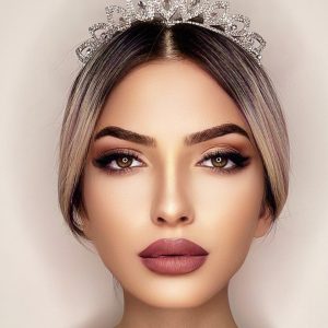 Taşlı Çiçek Desen Gelin Tacı