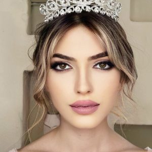 Ters Damla Motifli Kristal Gelin Tacı